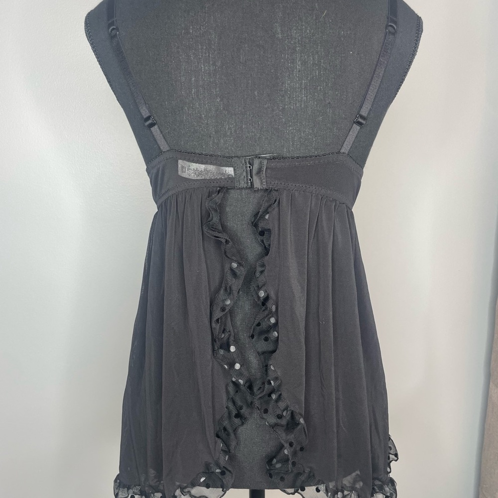 Pink and Black Polka Dot Babydoll Lingerie - Picture 2 of 3
